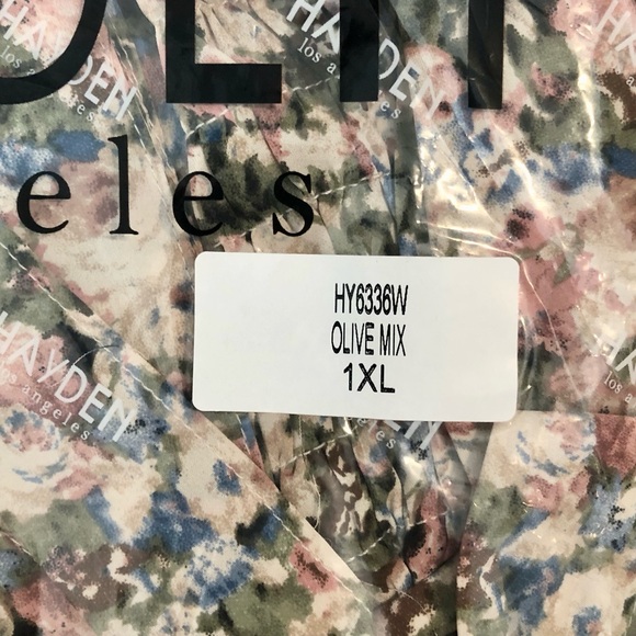 Hayden Floral Print Smocked Puff Sleeve Jumpsuit In Olive Mix. Sz 1X & 3X. - Picture 8 of 11